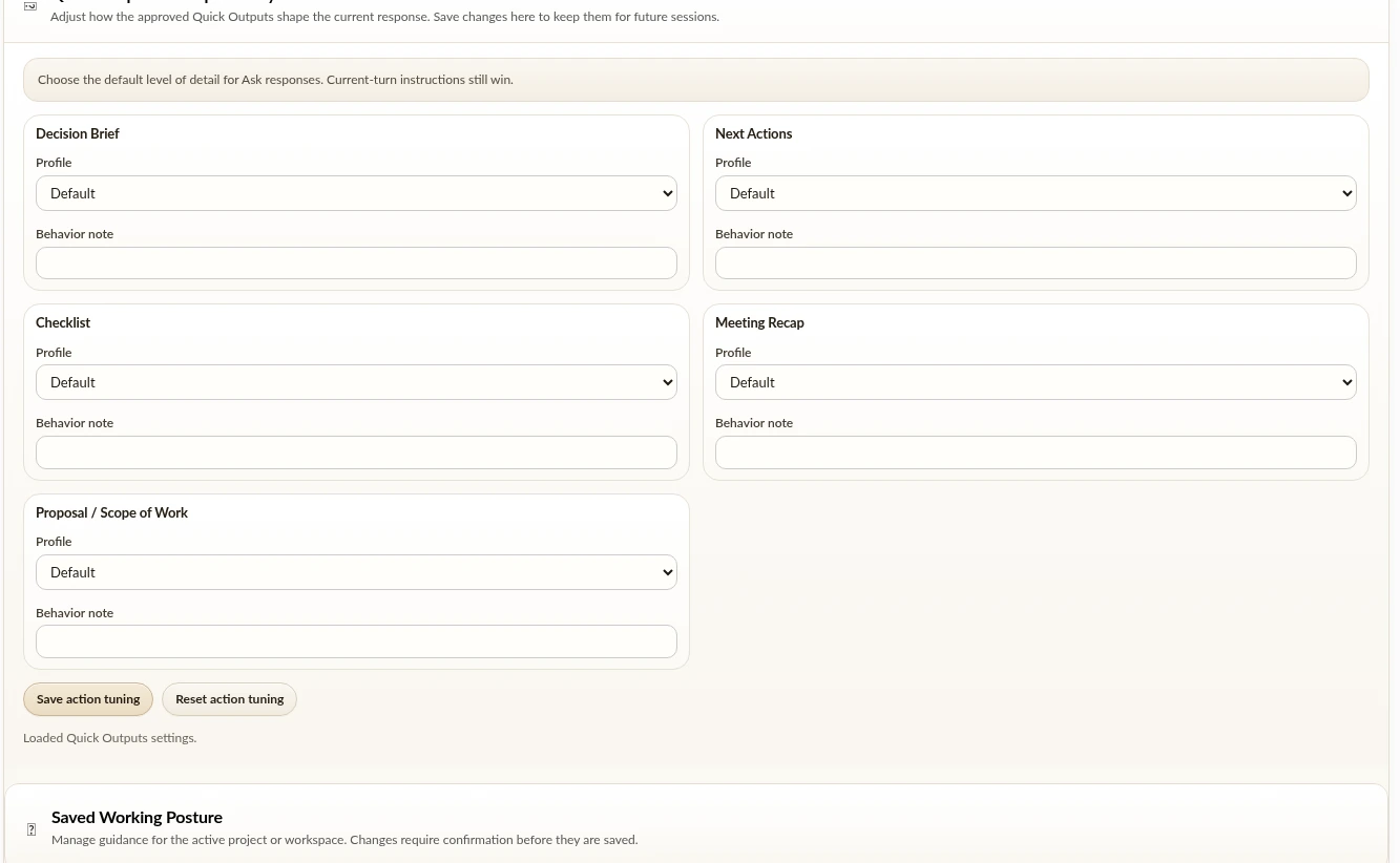 Quick Outputs
